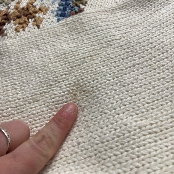 Crystal Kobe Knit Sweater Paisley Cream Tan Blue Vintage Size Small - Picture 3 of 5